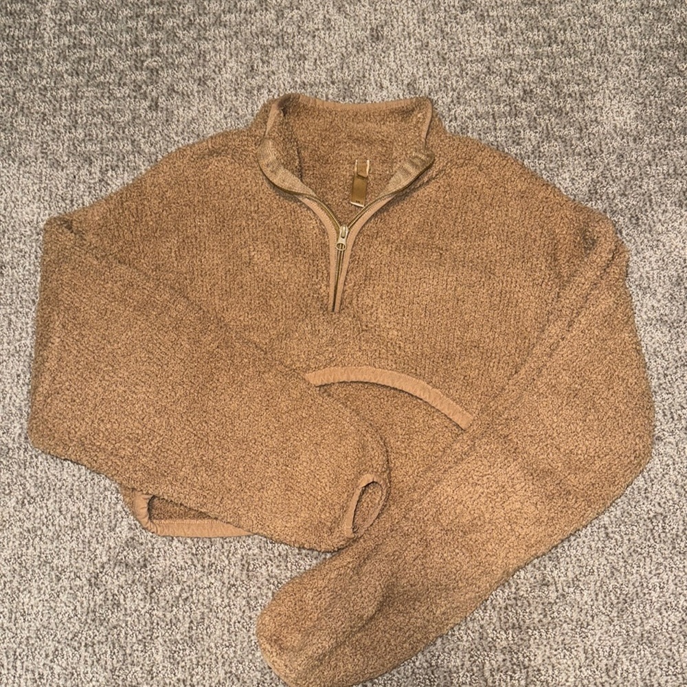 SKIMS Tan Half-Zip Sweatshirt